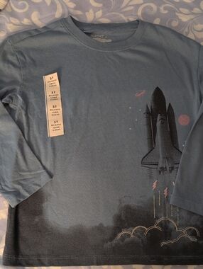 Cat & Jack Blue Space Shuttle Long Sleeve Shirt